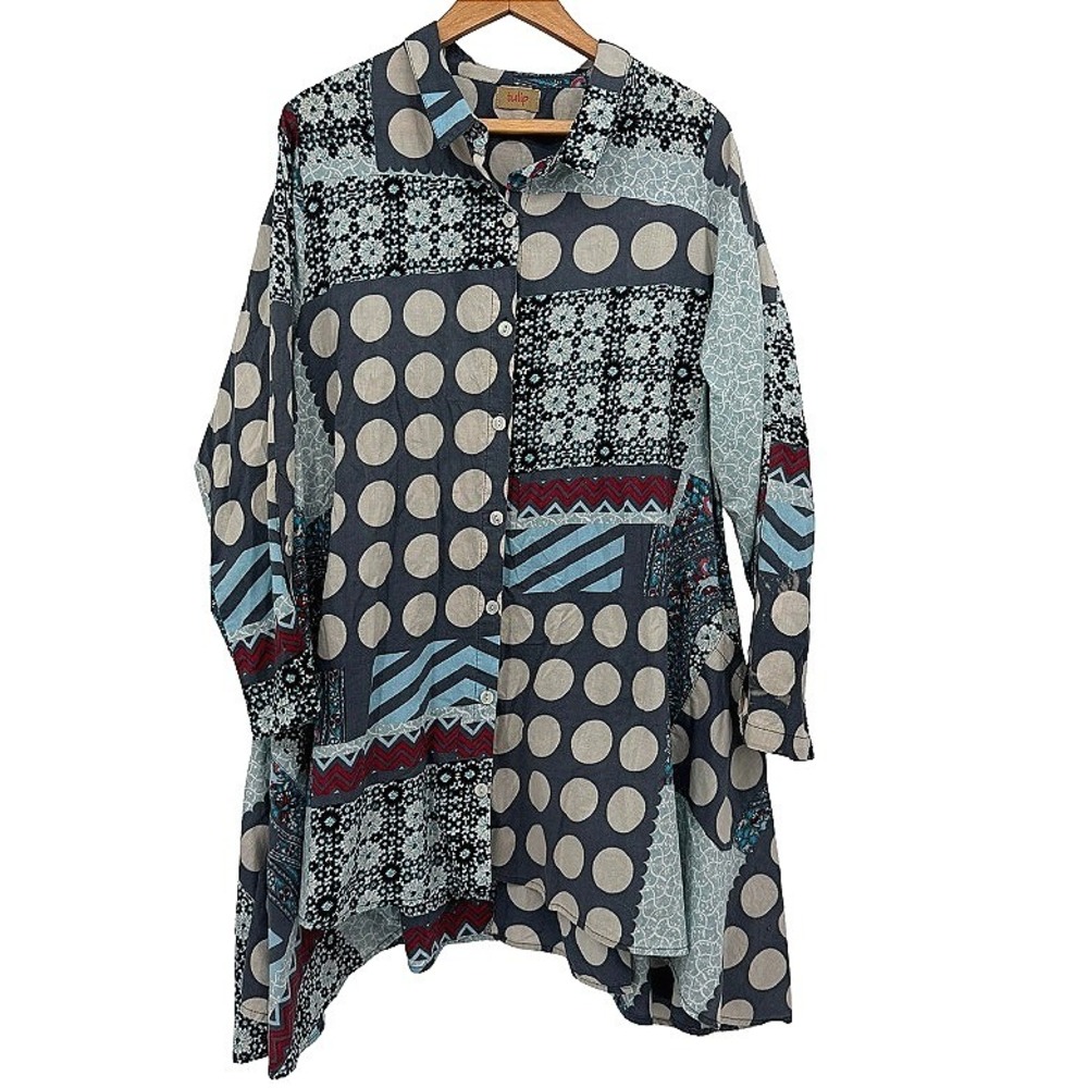 Tulip Oversized Multi-Color Boho Patchwork Asymme… - image 1